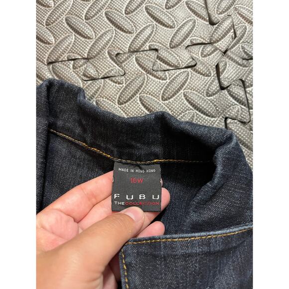 Vintage Y2K Fubu Denim Jumpsuit Zip Up Retro Blue Womens Size 16W Skater - Picture 3 of 11